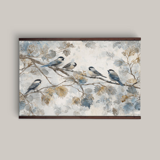 Watercolor Bluebirds Tapestry – Botanical Wall Art, Birds on Branches Hanging, Cottagecore Nature Décor