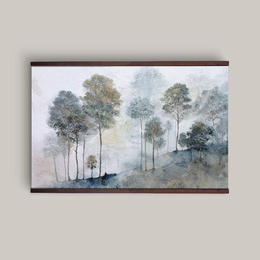 Watercolor Forest Tapestry – Misty Woodland Wall Art, Soft Nature Landscape Hanging, Extra Large Décor