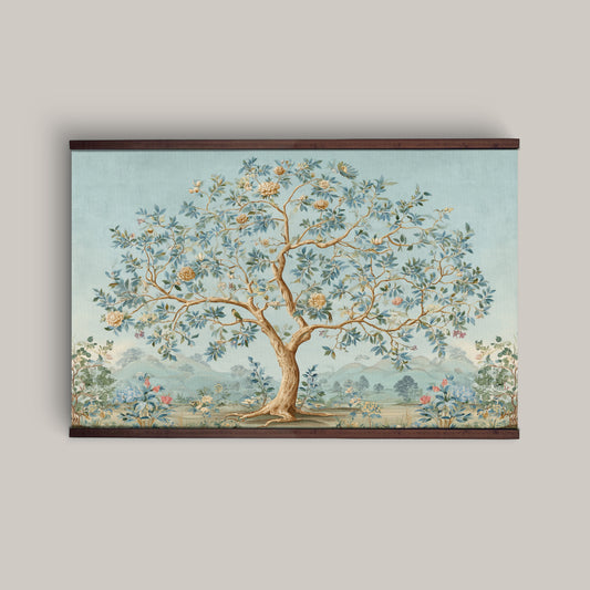 Chinoiserie Tree of Life Wall Art Canvas Tapestry