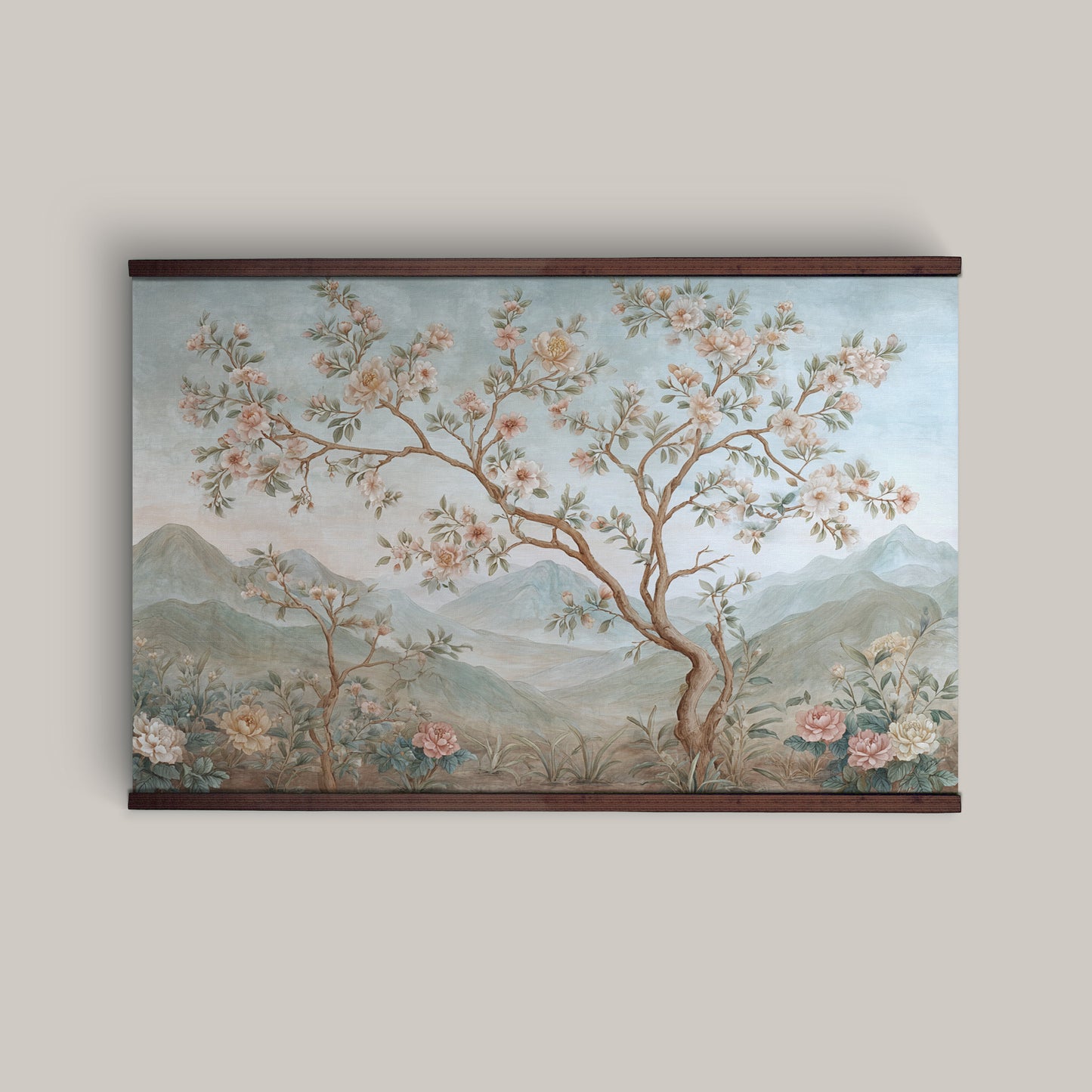 Chinoiserie Floral Tree Wall Art Canvas Tapestry