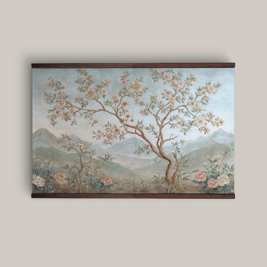 Chinoiserie Floral Tree Wall Art Canvas Tapestry